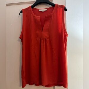 LOFT Orange Sleeveless Collar Blouse